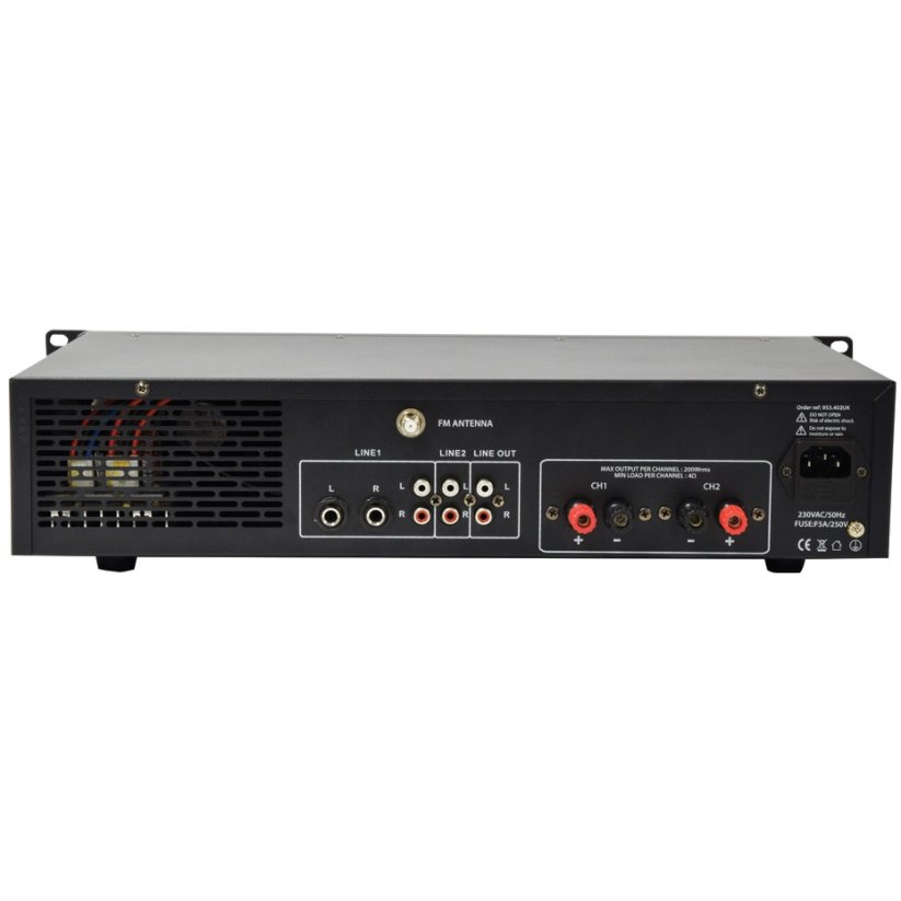 Adastra A2, stereo PA zesilovač, MP3/SD/USB/BT/FM, 2x 200W