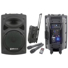 QTX QR15PA, mobilní 15" zvukový systém MP3/SD/USB/2x VHF, 250W