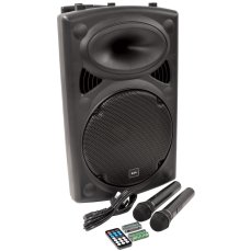 QTX QR12PABT, mobilní 12" zvukový systém MP3/BT/SD/USB/2x VHF QTX QR12PABT, mobilní 12" zvukový systém MP3/BT/SD/USB/2x VHF
