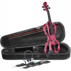 Stagg EVN X-4/4 MRD, elektrické housle s pouzdrem a sluchátky, červená metalíza