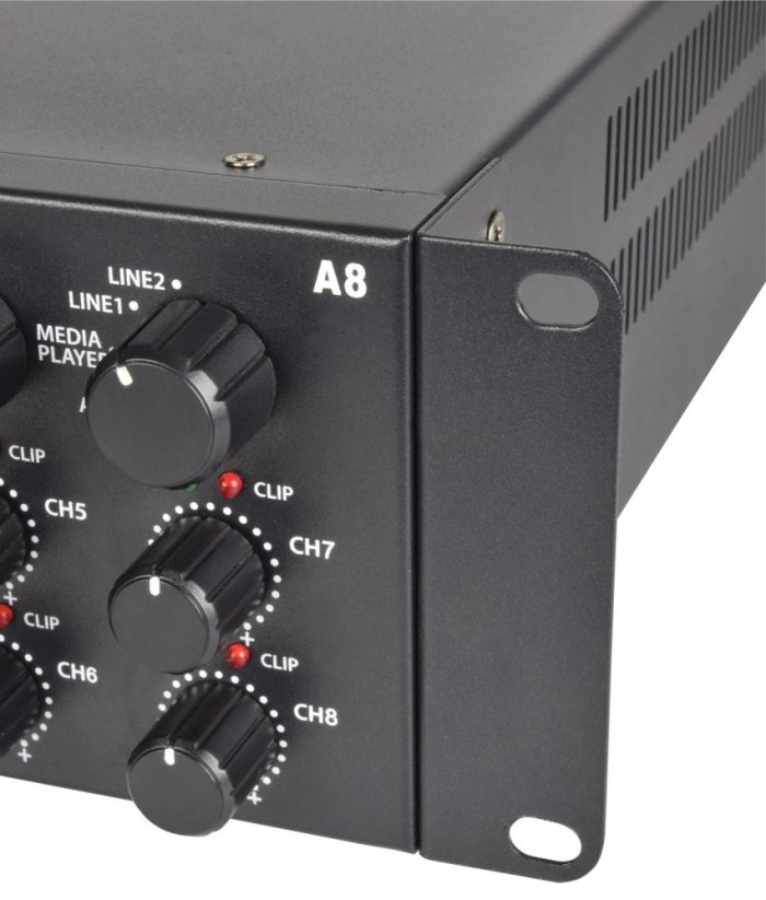 Adastra A8, mixážní 4-zónový zesilovač 8x 100W, BT/MP3/FM