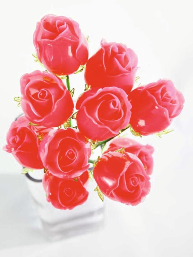 Růže červená, křišťálová 81cm, 12ks