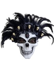 Halloween maska lebky s peřím a květinami Halloween maska lebky s peřím a květinami